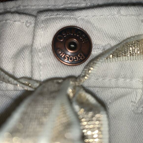 Osh Kosh B’Gosh Toddler White Shorts with Gold Shimmery Ribbon Belt - Girls 4T - Picture 3 of 4